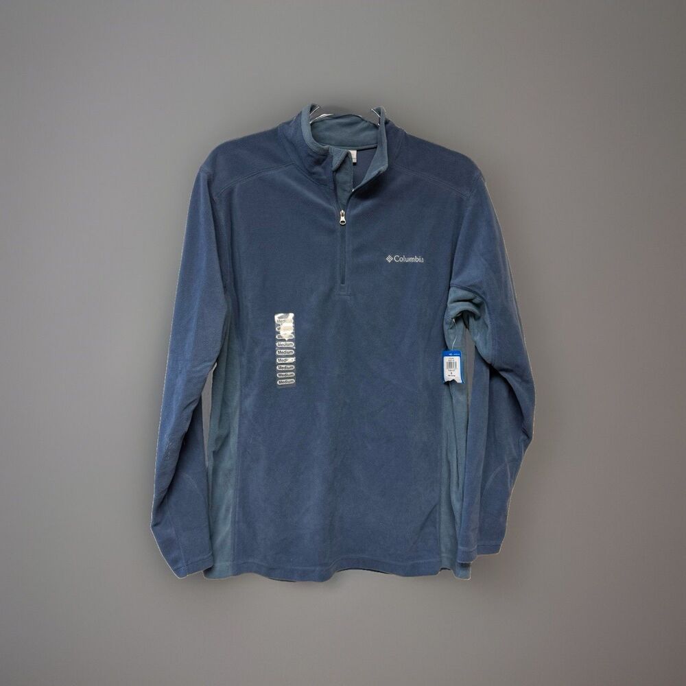 Columbia Pine Ridge Half Zip Pullover Mens Medium Blue Fleece Hiking Top - Picture 1 of 9